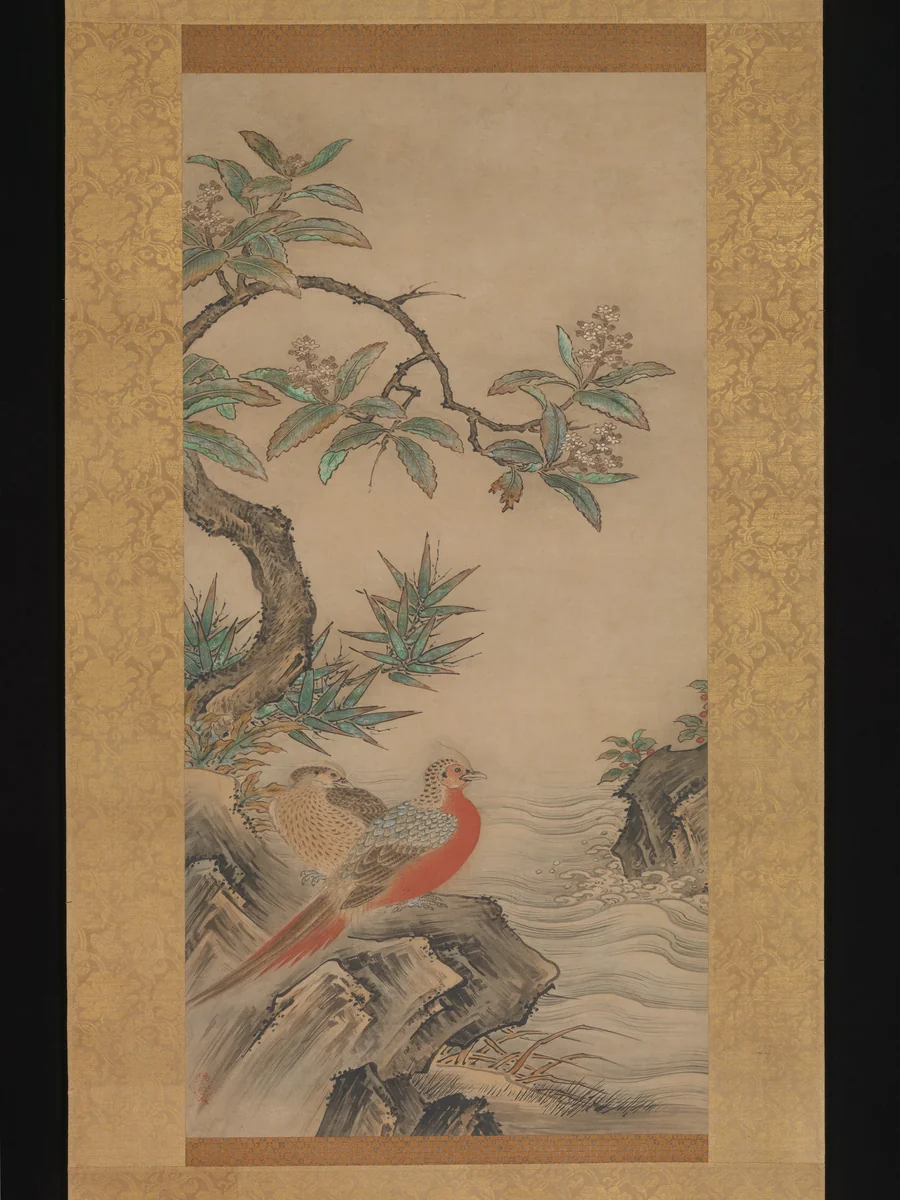 Pheasants among Trees: Flowers of the Four Seasons by Kano Shōei, painting, 1560-1569