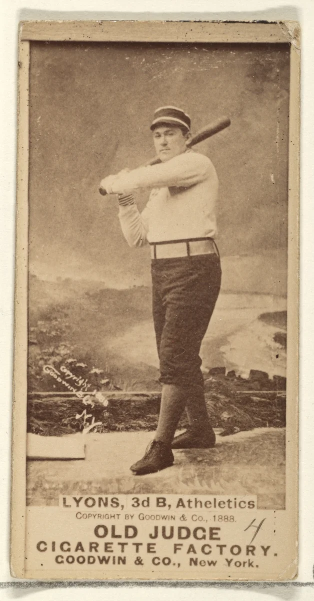 Lyons, 3rd Base, Philadelphia Athletics, from the Old Judge series (N172) for Old Judge Cigarettes by Goodwin & Company, photograph, 1888