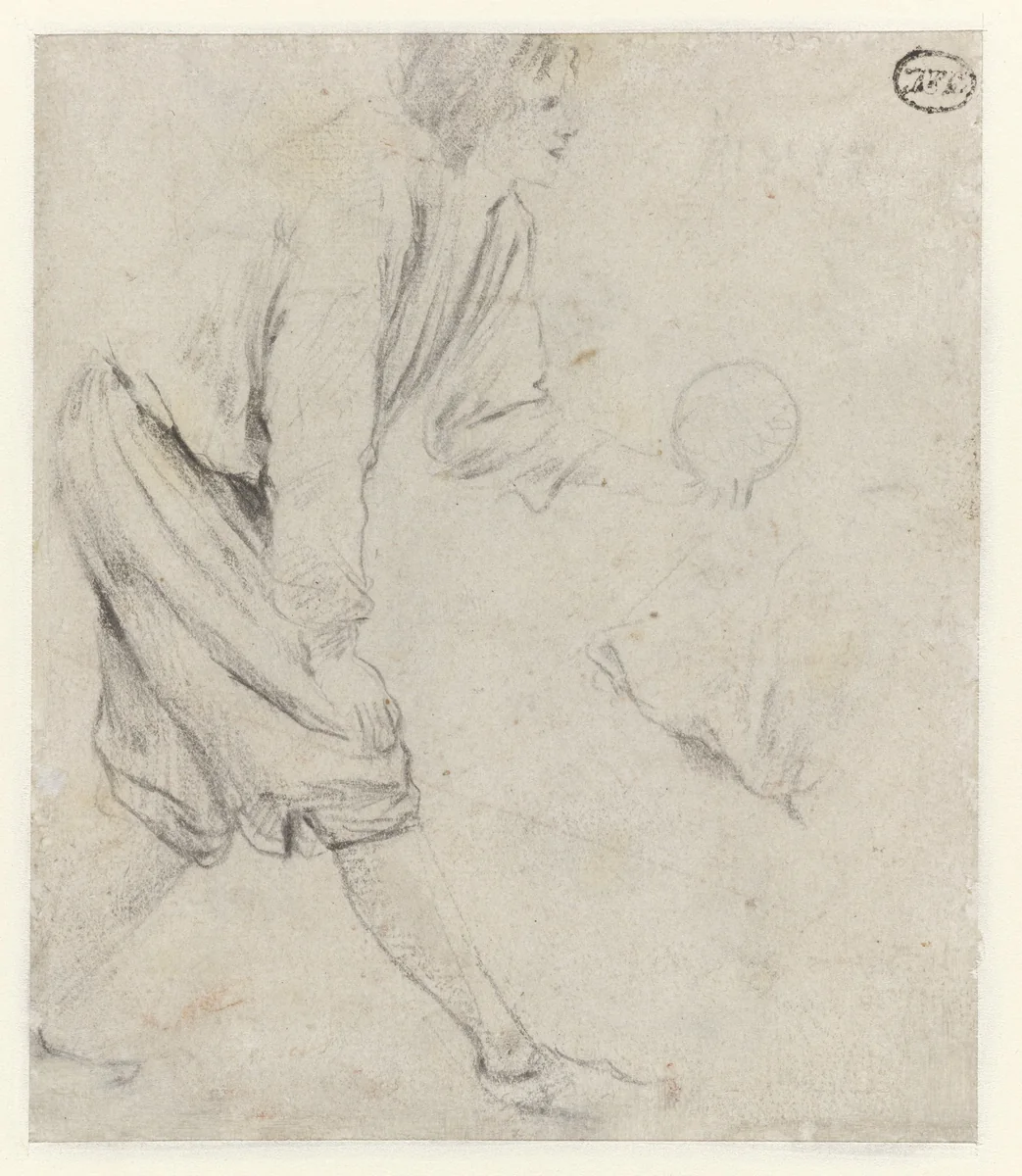 Study of a Man Playing Skittles by Jan Steen, drawing, 1650-1655