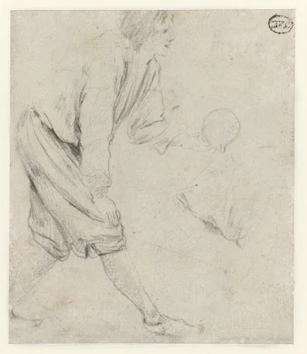 Study of a Man Playing Skittles by Jan Steen, drawing, 1650-1655