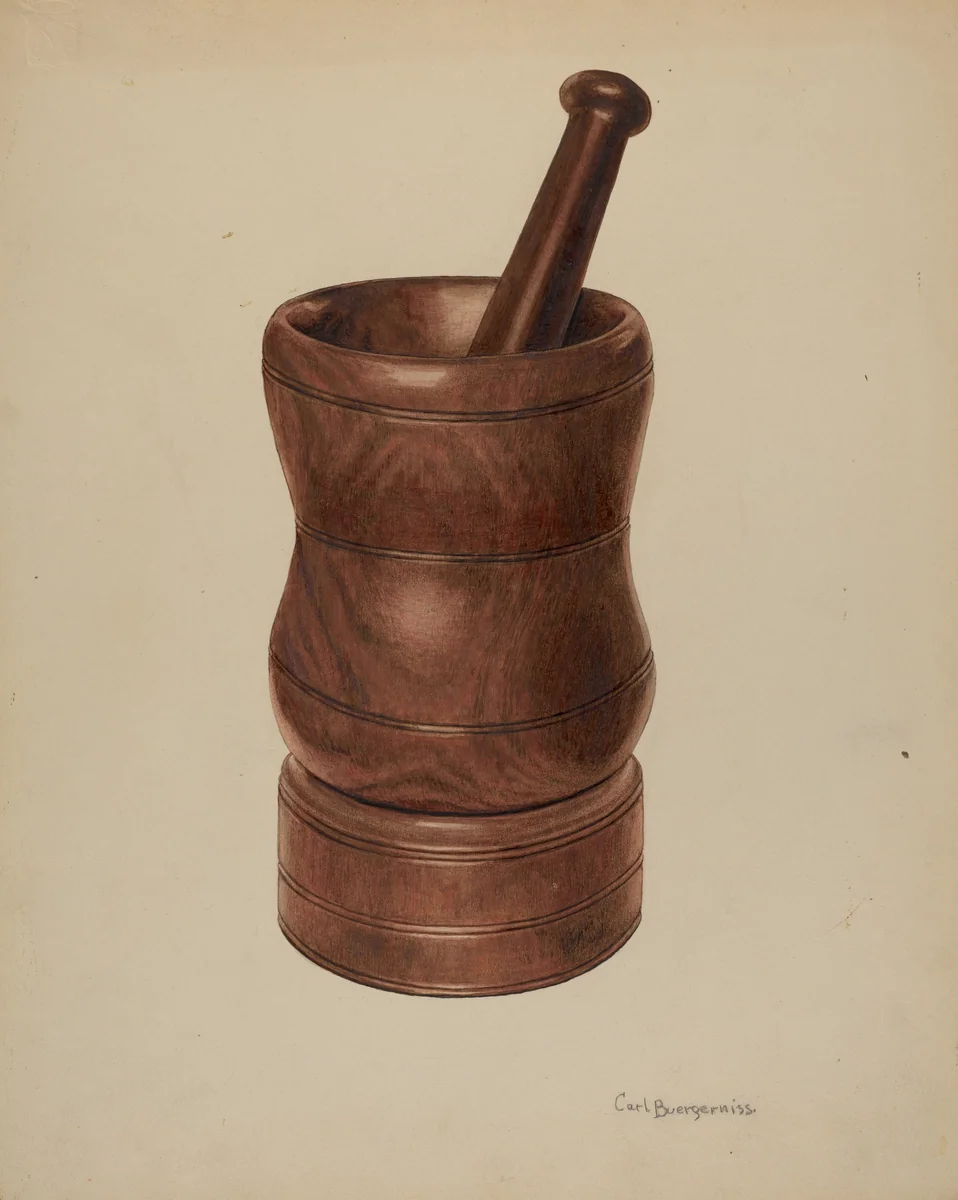 Mortar and Pestle by Carl Buergerniss, index of american design, 1938