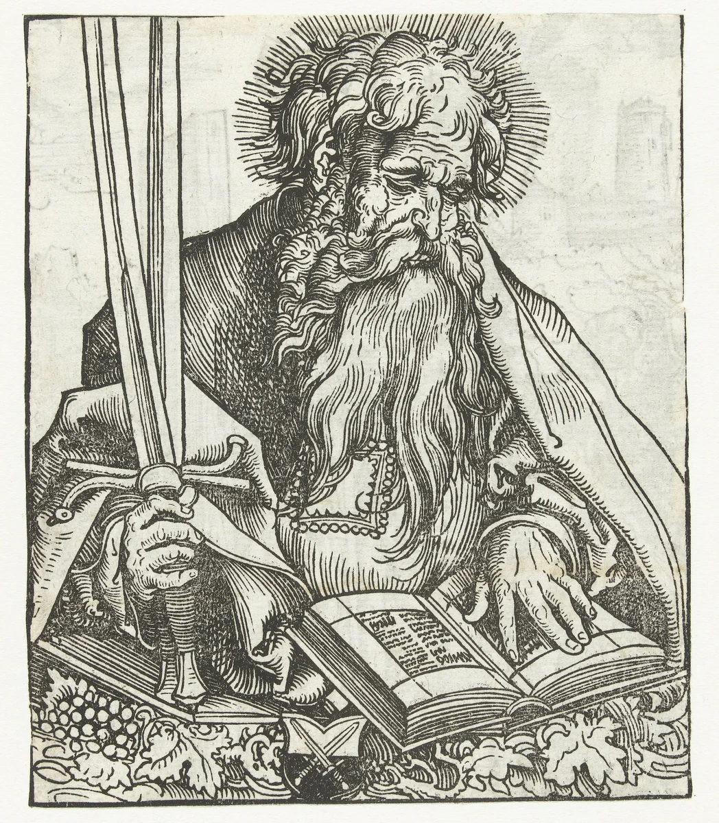 Reliekbuste van Paulus met een boek en zwaard by Lucas Cranach, print, 1509-1553