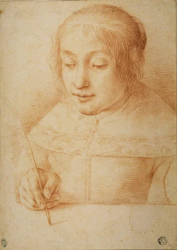 Young Woman Writing or Drawing by Elisabetta Sirani, drawing, 1658-1665