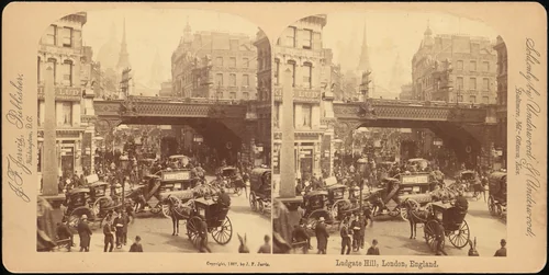 [Group of 4 Stereograph Views of Ludgate Hill, London, England] by J. F. Jarvis, photograph, 1850-1919