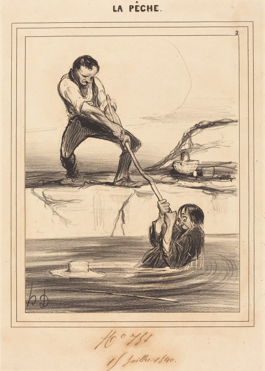 Le Barbillon entraine... by Honoré Daumier, print, 1840