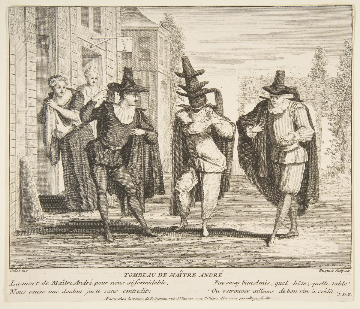 The Death of Maitre Andre by Claude Gillot, print, 1685-1722