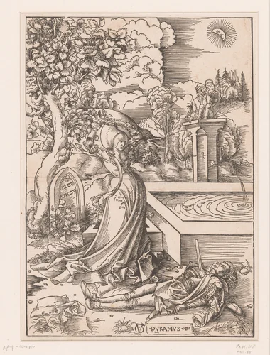 Pyramus en Thisbe by Unknown, print, 1505