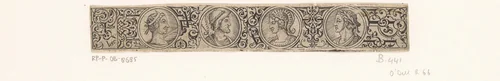 Fries met vier bustes in medaillons by Unknown, print, 1524-1562