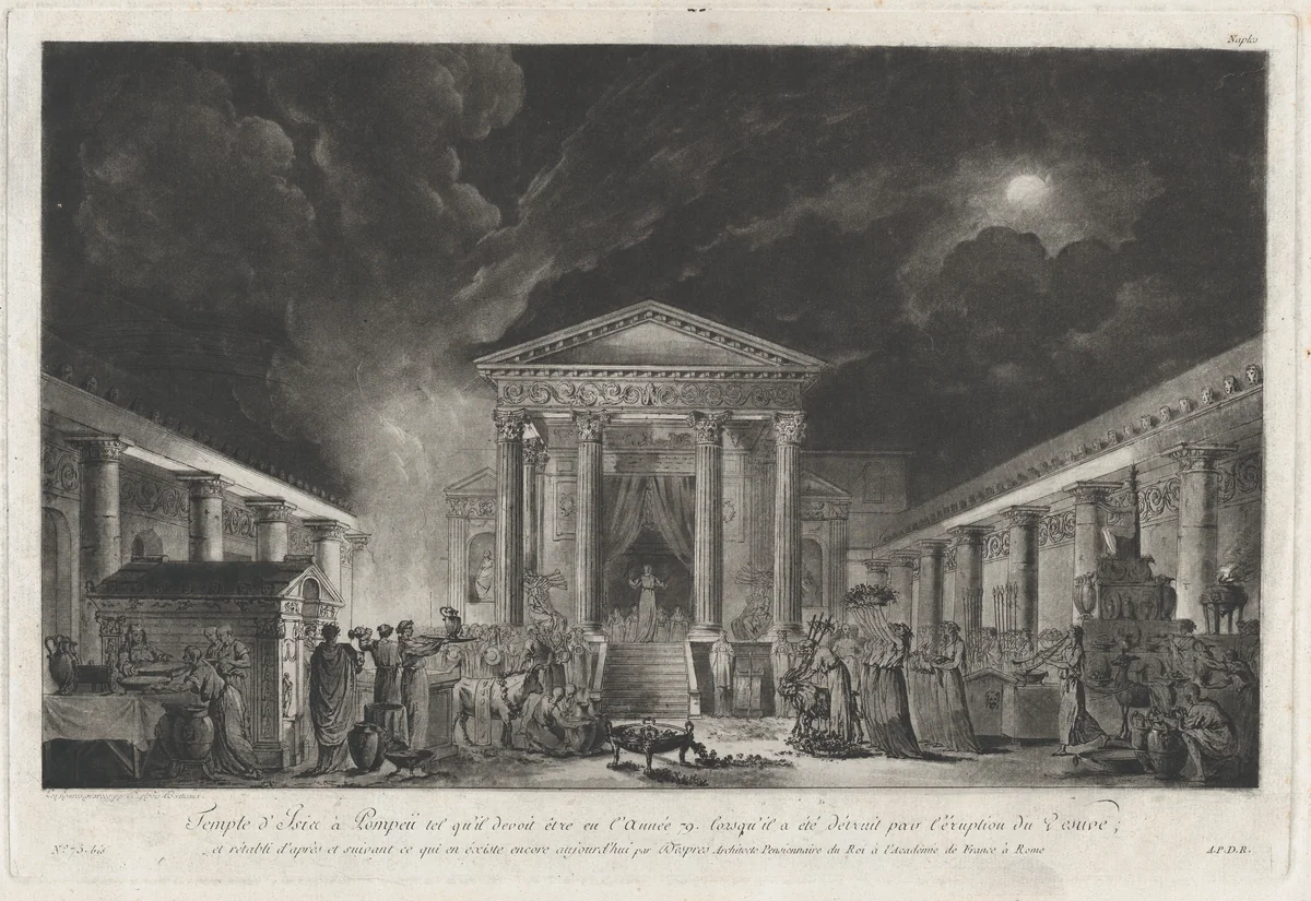 Temple of Isis at Pompeii, from "Voyage pittoresque de Naples et de Sicile" by Edouard Gautier-Dagoty, print, 1776-1786