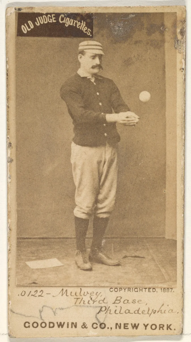 Joseph H. "Joe" Mulvey, 3rd Base, Philadelphia, from the Old Judge series (N172) for Old Judge Cigarettes by Goodwin & Company, photograph, 1887
