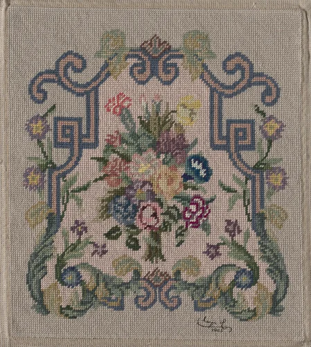 Embroidered Floral Panel by Queen Mary, textile, 1945