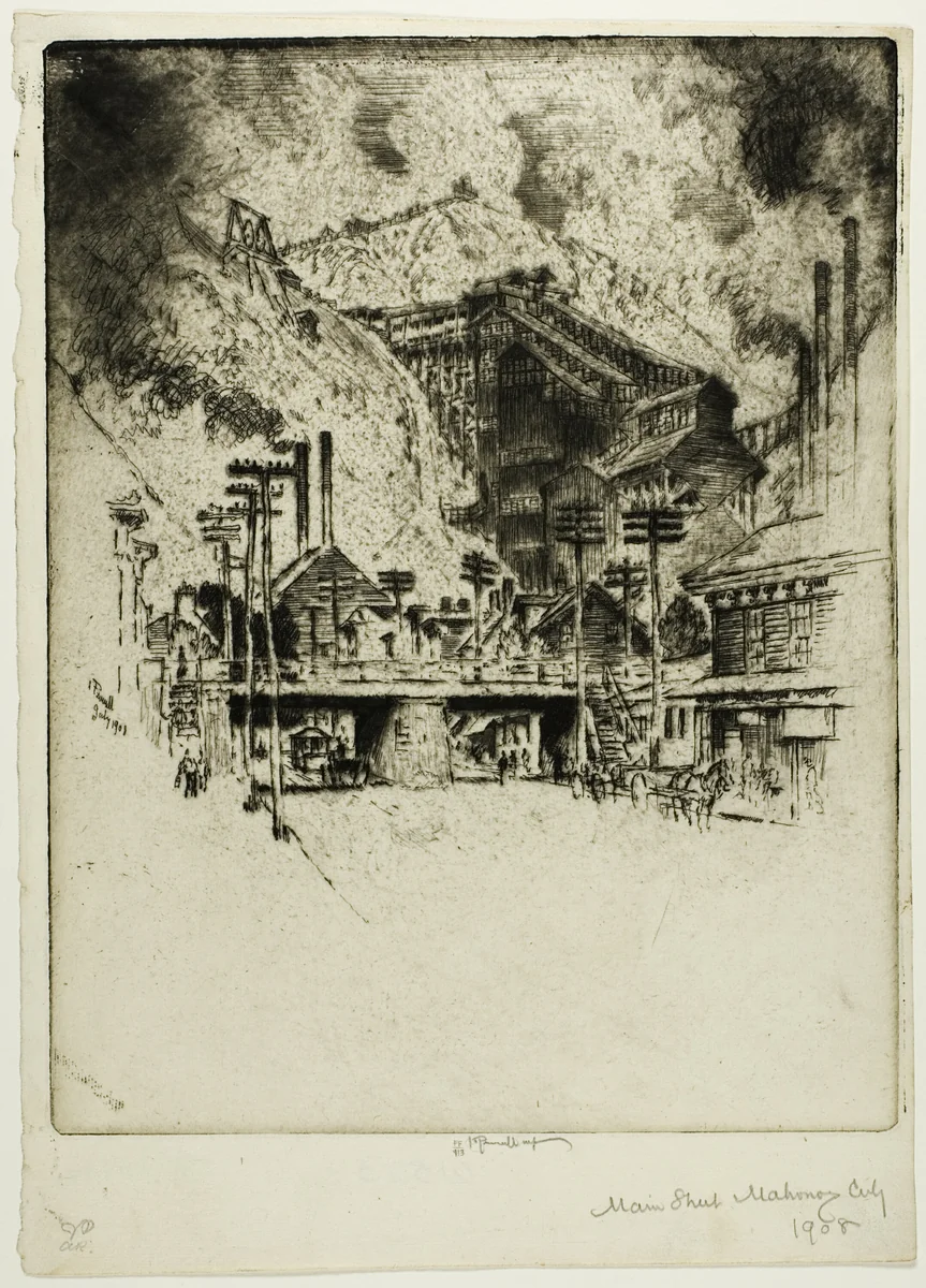 Main Street, Mahanoy City by Joseph Pennell, print, 1908