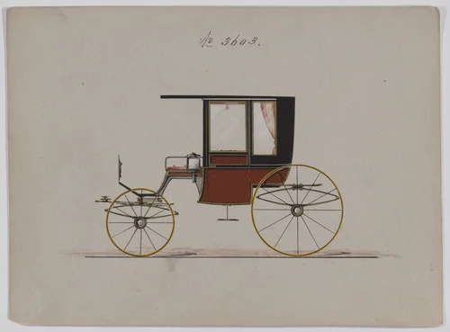 Design for 4 seat Rockaway, no. 3603 by Brewster & Co., drawing, 1880