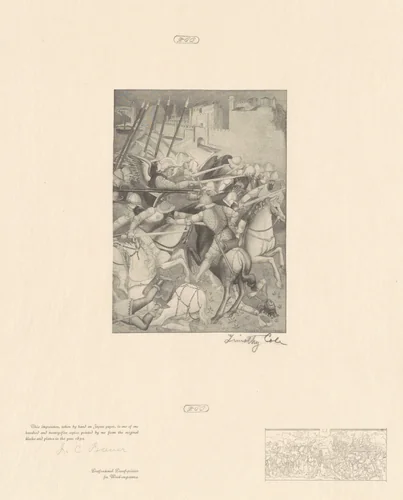 Battle of Saint Ephesius by Timothy Cole; Spinello Aretino; J. C. Bauer, print, 1889-1892