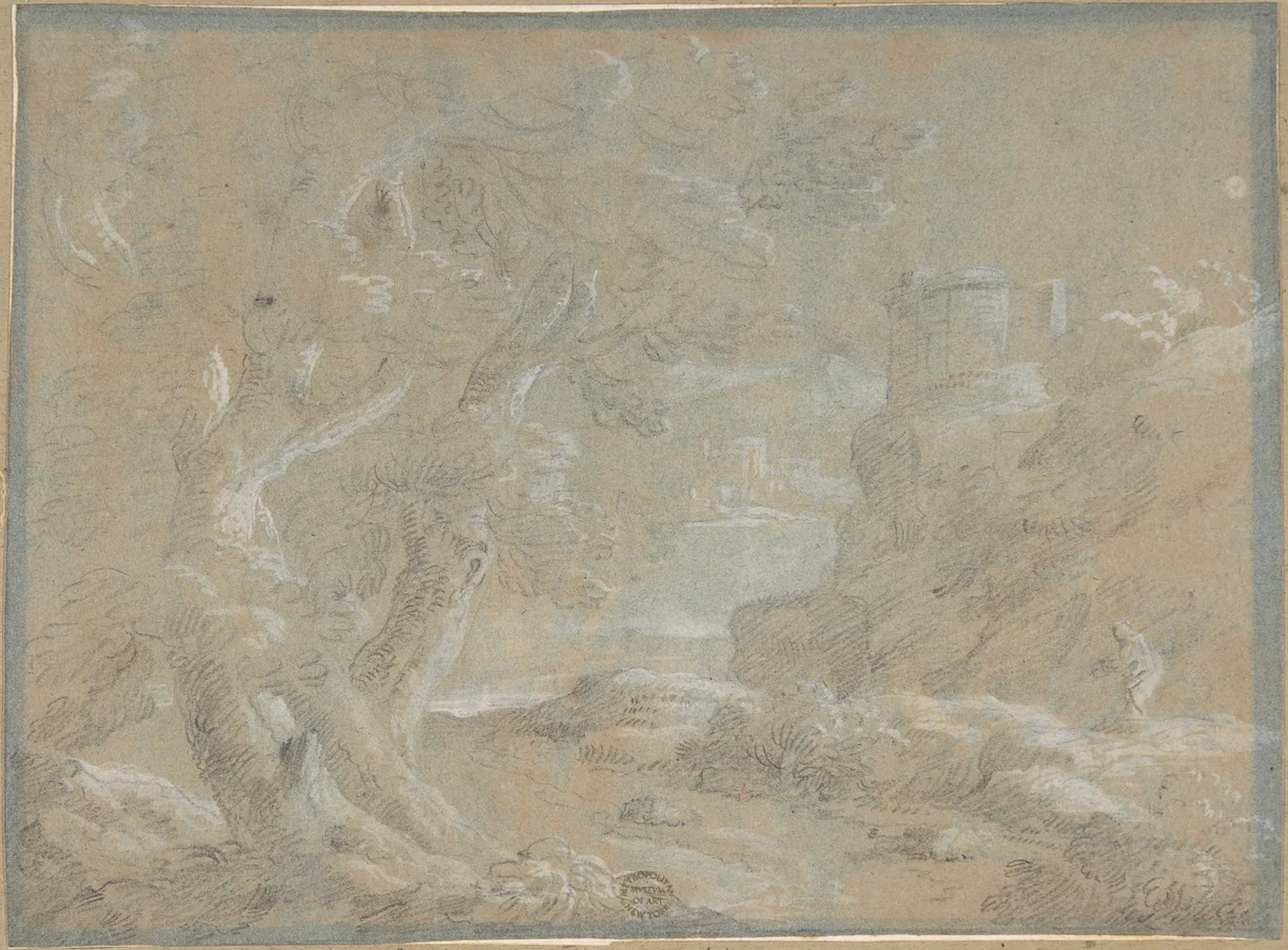 Landscape by anonymous, drawing, 1600-1700