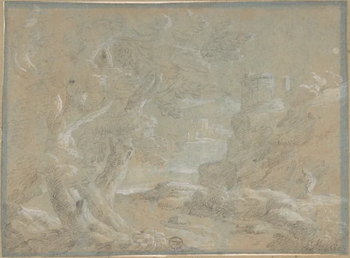Landscape by anonymous, drawing, 1600-1700