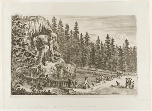 The Colossal Statue of the Apennines, from Views of Villa di Pratolino by Stefano della Bella, print, 1652-1655