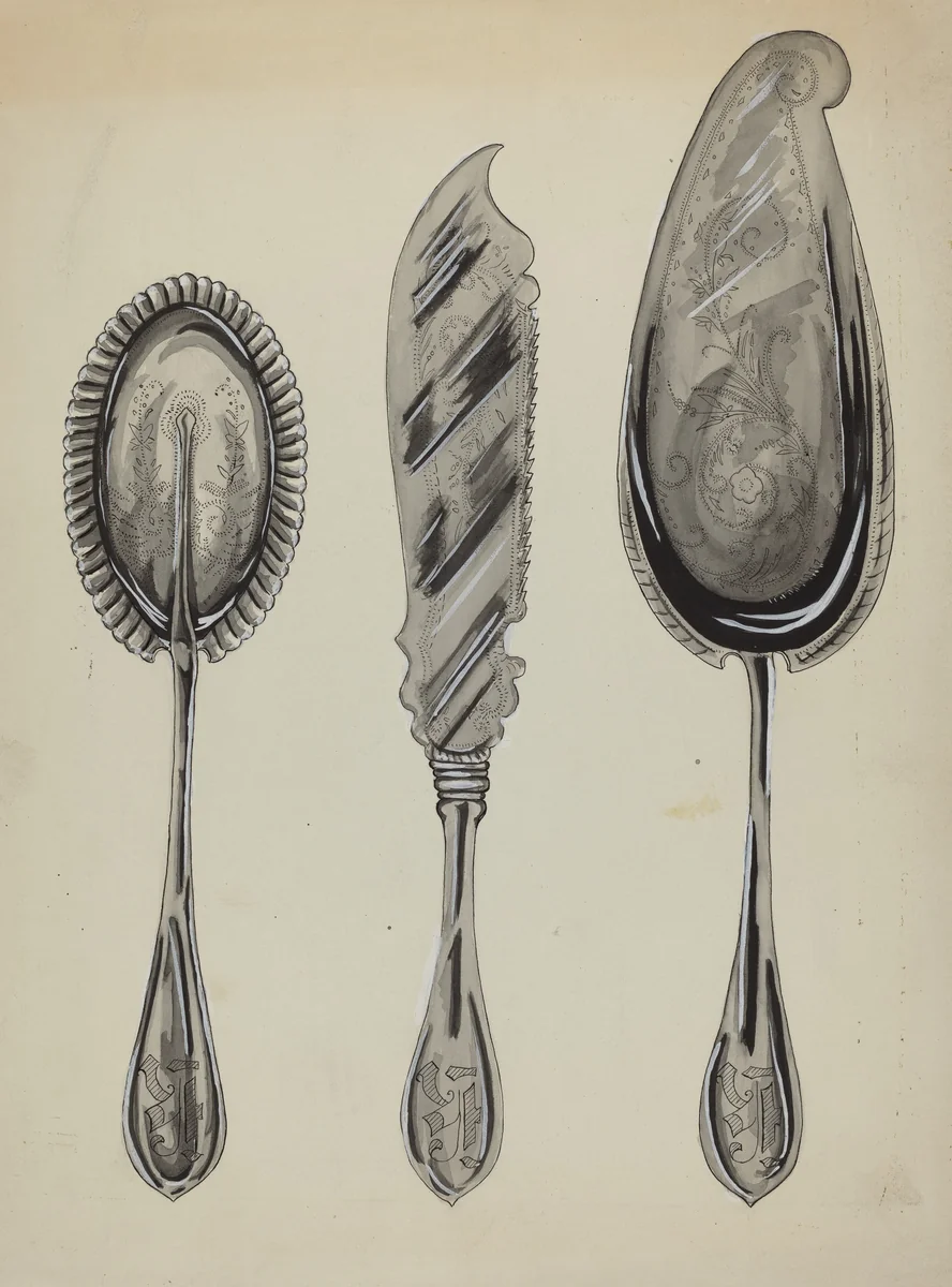 Silver Serving Set by Ellen Duncan, index of american design, 1936