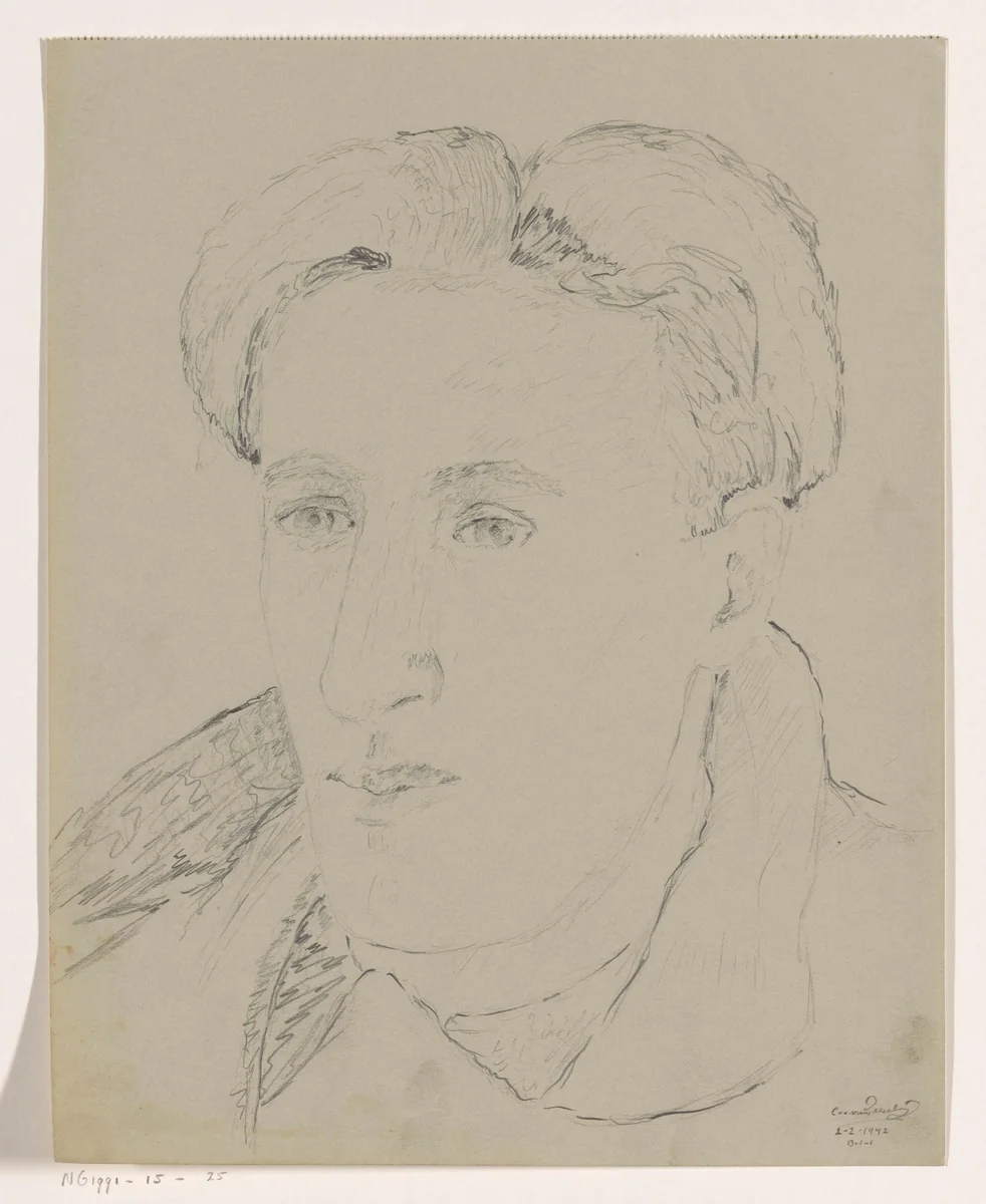 Zelfportret: B-1-1, 2 februari by Cor van Teeseling, drawing, 1942