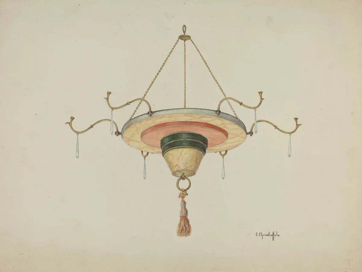 Chandelier by Cornelius Christoffels, index of american design, 1941