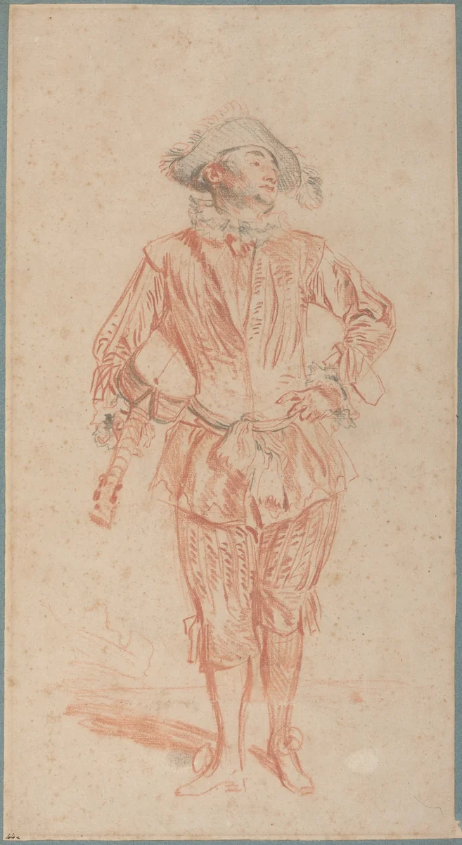 Mezzetin by Antoine Watteau, drawing, 1716