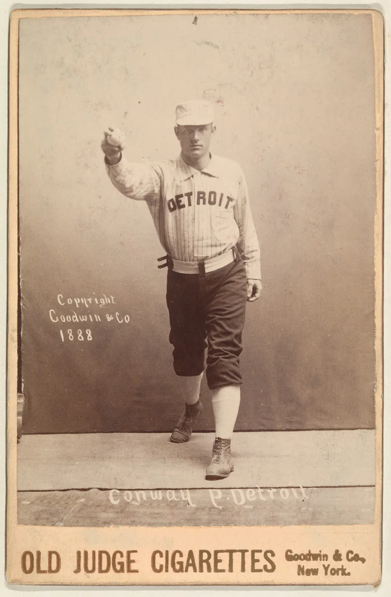 Conway, Pitcher, Detroit, from the series Old Judge Cigarettes by Goodwin & Company, photograph, 1888