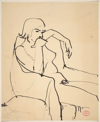 Untitled [seated female nude resting in an armchair] by Richard Diebenkorn, drawing, 1955-1967