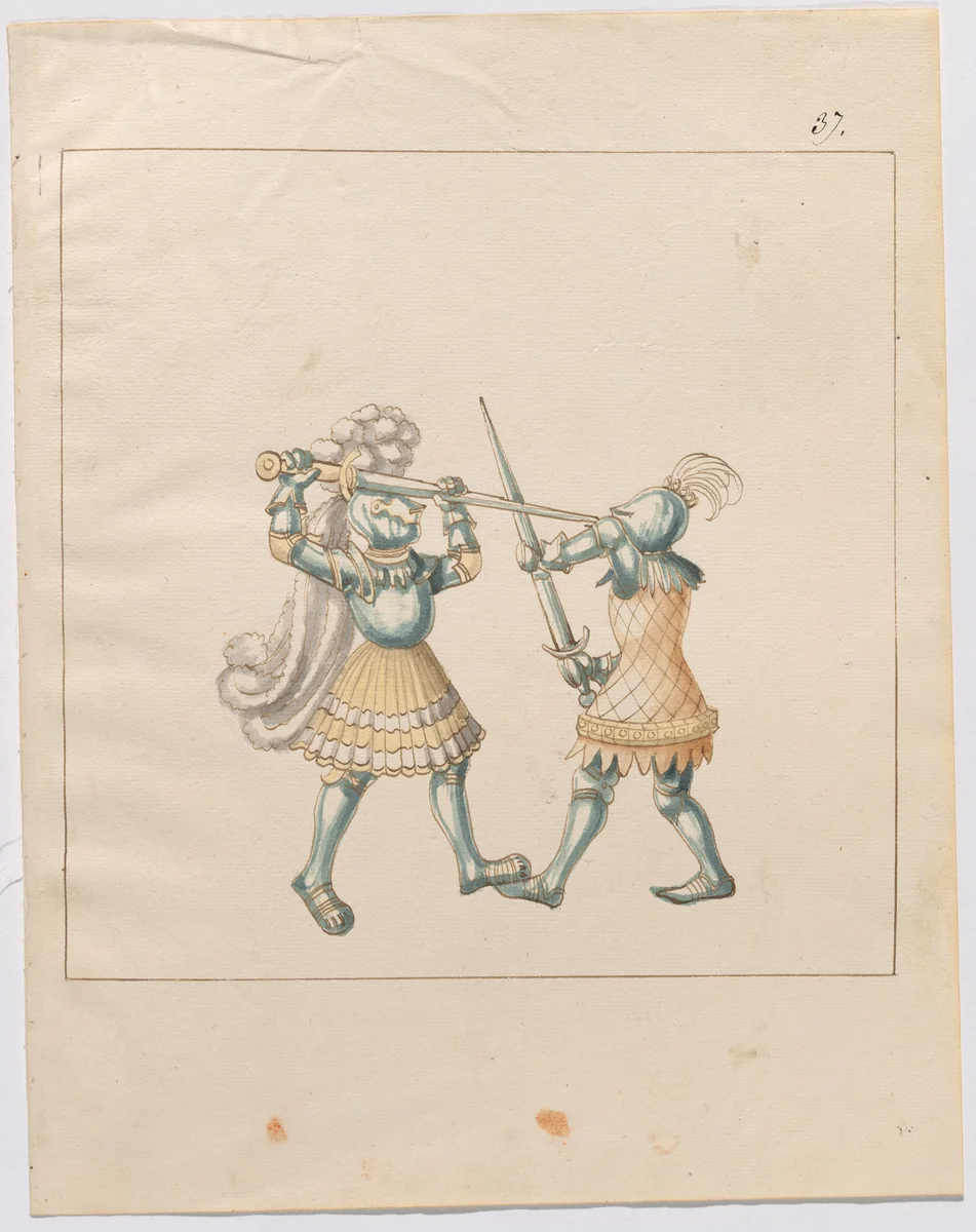 Foot Combat with Longswords by German 16th Century, drawing, 1515