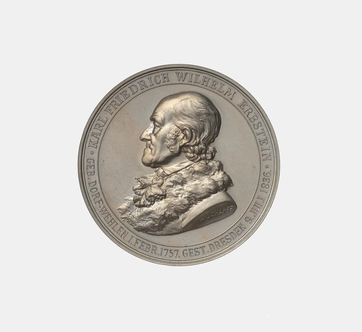 Karl Friedrich Wilhelm Erbstein (1757–1836) by Anton Scharff, metalwork, 1883