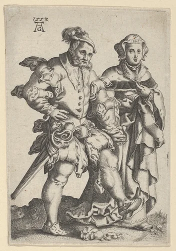 Reverse Copy of Dancing Couple, from "The Small Wedding Dancers" by anonymous, print, 1552