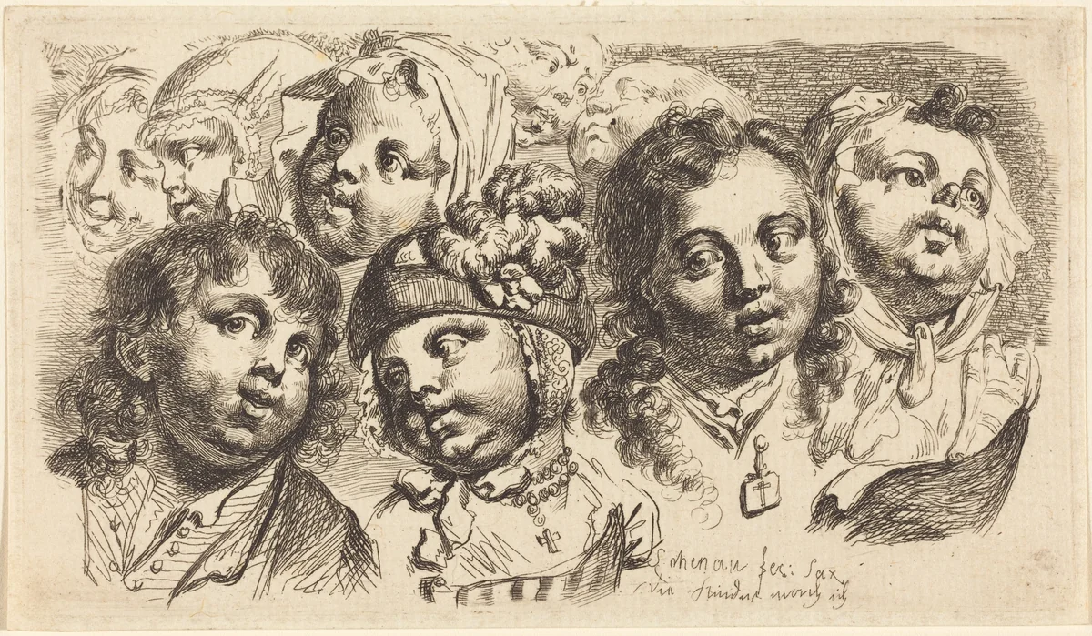 Nine Children's Heads by Johann Eleazar Schenau, portfolio, 1765