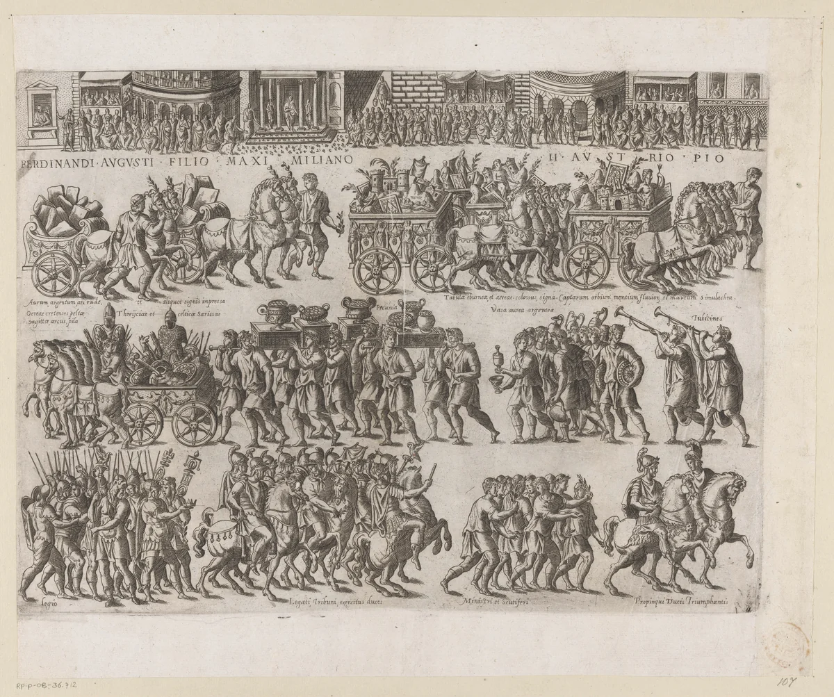 Romeinse triomftocht by Unknown, print, 1580