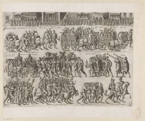 Romeinse triomftocht by Unknown, print, 1580