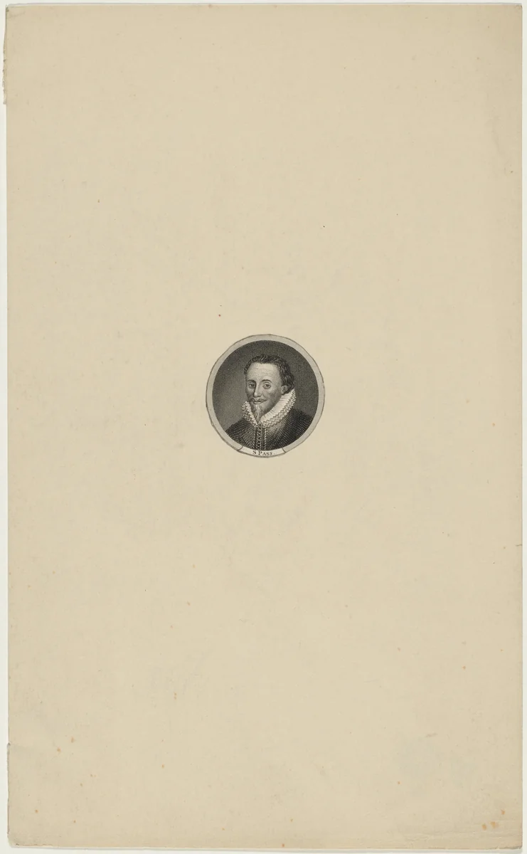 Medallion Portrait of Man in Ruff and Pointed Beard by Simon van de Passe, print, 1595-1647