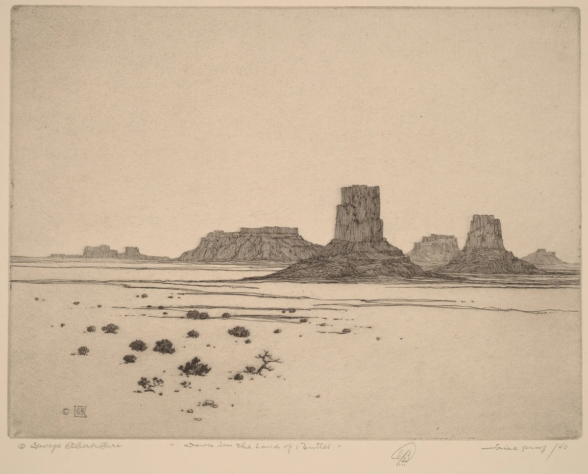 Dawn in the Land of the Buttes by George Elbert Burr, print, 1915-1925