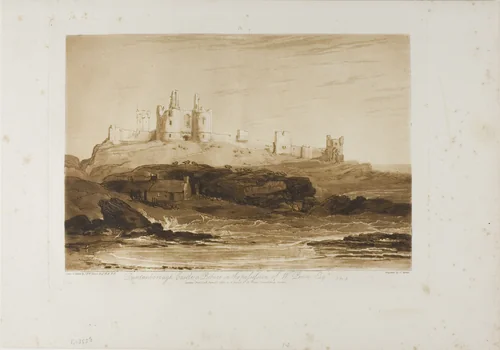 Dunstanborough Castle, plate 14 from Liber Studiorum by Joseph Mallord William Turner, print, 1808