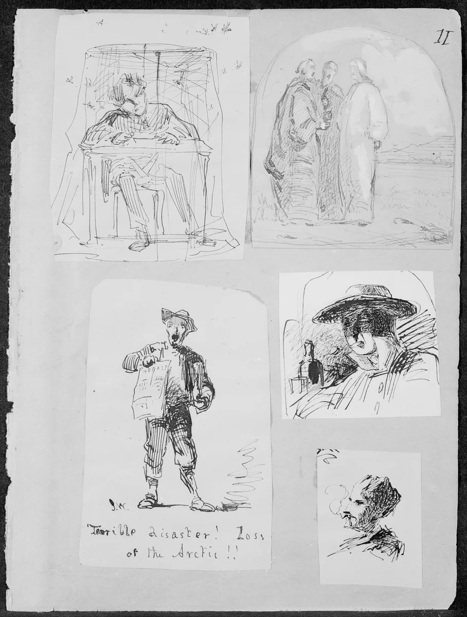 Bust of Man (from Sketchbook) by James McNeill Whistler, artwork, 1854-1855