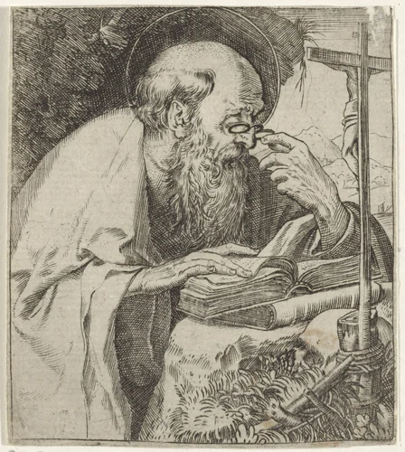 De heilige Hieronymus by Annibale Carracci, print, 1583-1585