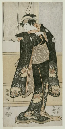 The Actor Iwai Hanshiro lV as Otoma, Daughter of Ohina from Inamuragasaki in Kamakura (Yondai-me Iwai Hanshiro no Kamakura Inamuragasaki no Ohina musume Otoma) by Toshusai Sharaku (東洲斎 写楽), print, 1789-1799
