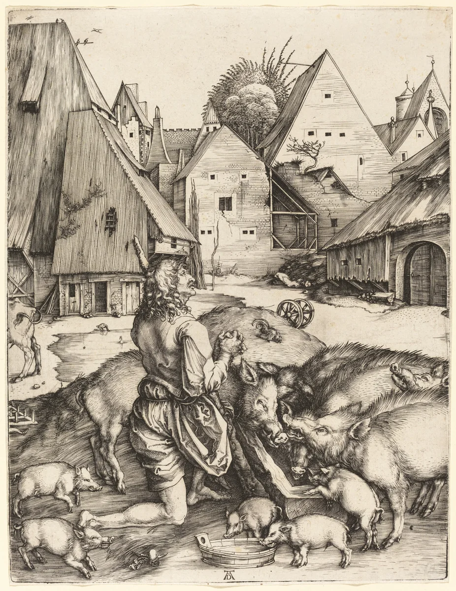 The Prodigal Son by Albrecht Dürer, print, 1496
