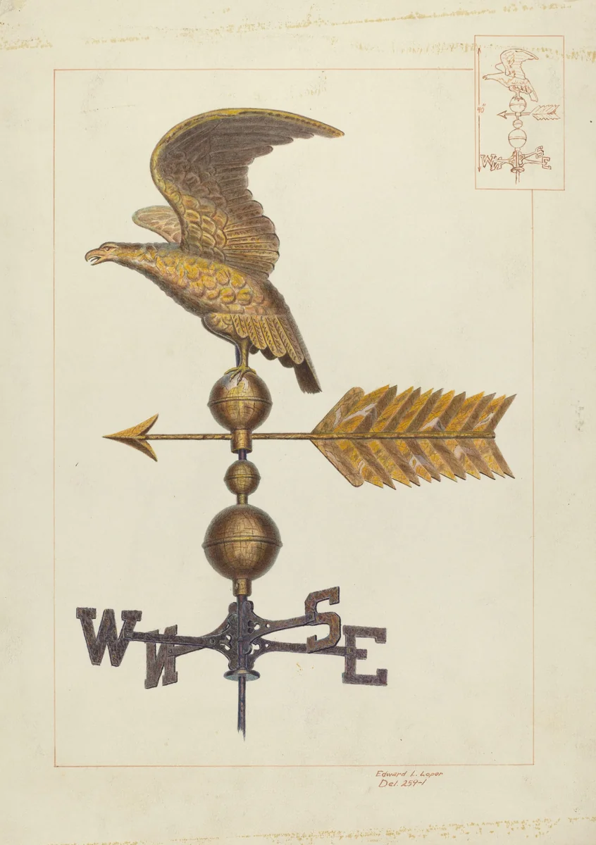 Eagle Weather Vane by Edward L. Loper, index of american design, 1938