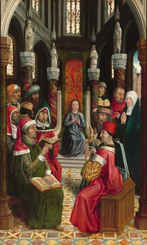 Christ among the Doctors by Master of the Catholic Kings, painting, 1495-1497