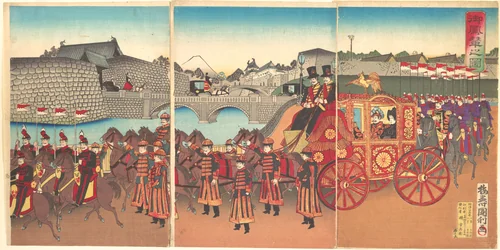 Illustration of the Imperial Carriage (Gohōren no zu) by Utagawa Kunitoshi, print, 1889