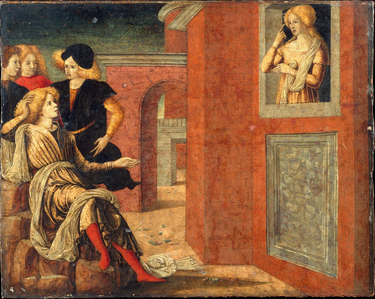 Scene from a Novella by Liberale da Verona, painting, 1467-1476
