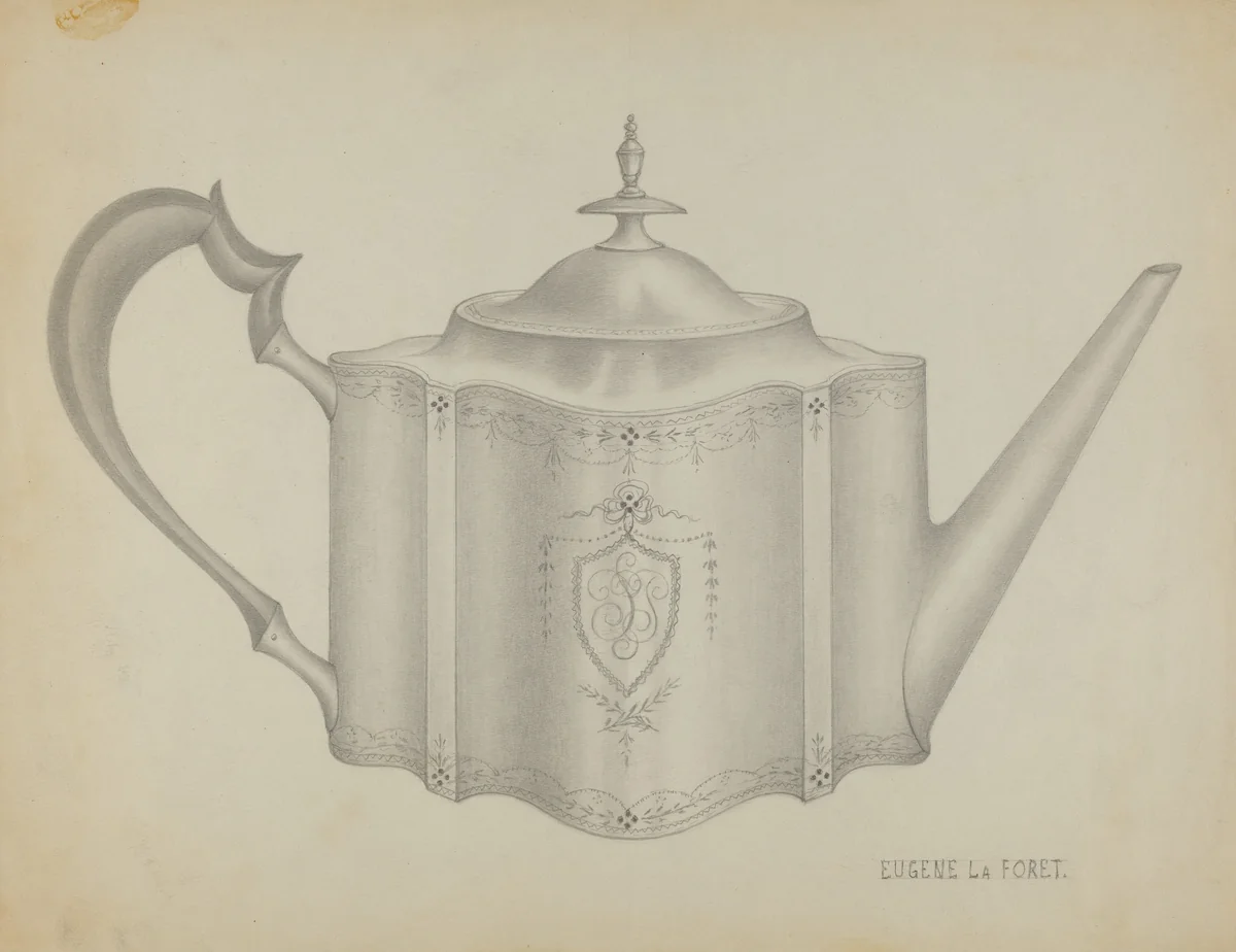 Silver Teapot by Eugene La Foret, index of american design, 1935-1942