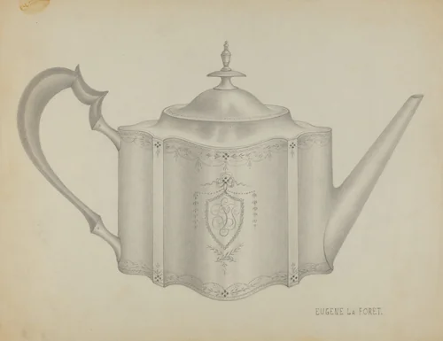 Silver Teapot by Eugene La Foret, index of american design, 1935-1942
