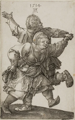Peasant Couple Dancing by Albrecht Dürer, print, 1514