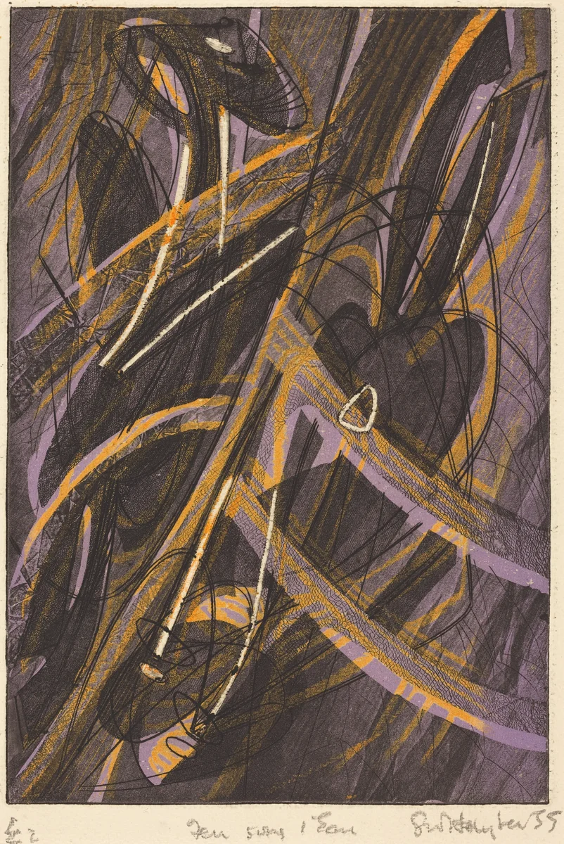 Feu sous l'eau (Fire Under the Water) by Stanley William Hayter, print, 1901-1988