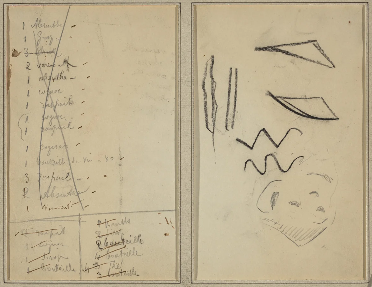"Neige" (Snow); Itinerary [recto] by Paul Gauguin, drawing, 1884-1888