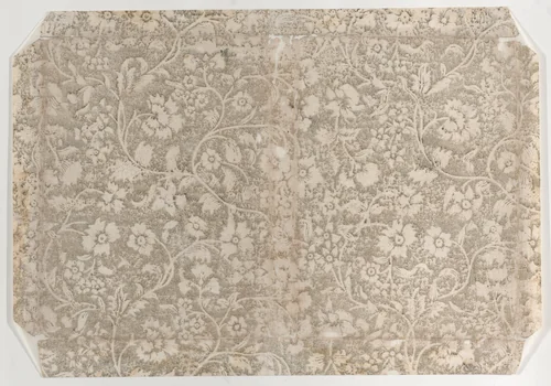Book cover with gray floral pattern by anonymous, print, 1700-1800